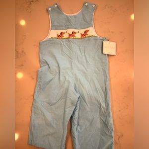 Petite Bebe NWT 24M boy smocked long john johns overalls